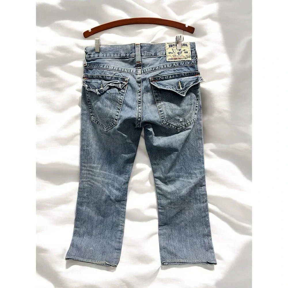 Vintage True Religion Y2K 90s Jeans Bootcut Women's US 33 Denim Distressed